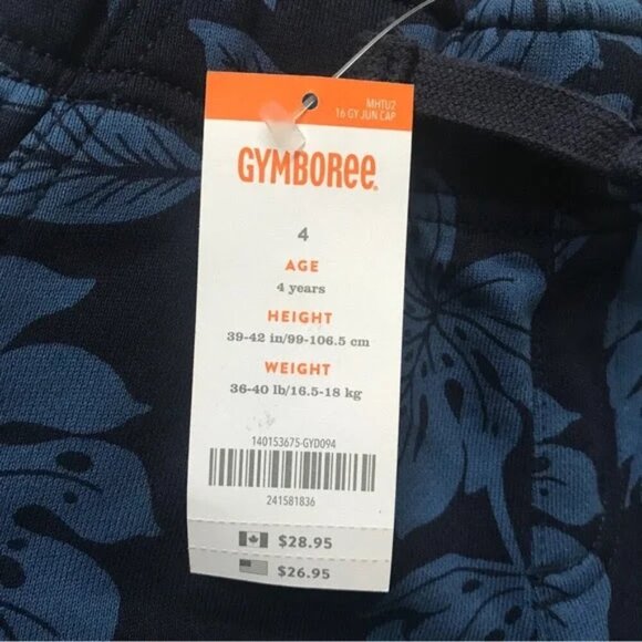 NWT Gymboree boys cargo shorts size 4 blue navy palm leaves 100% cotton NEW - Picture 3 of 5